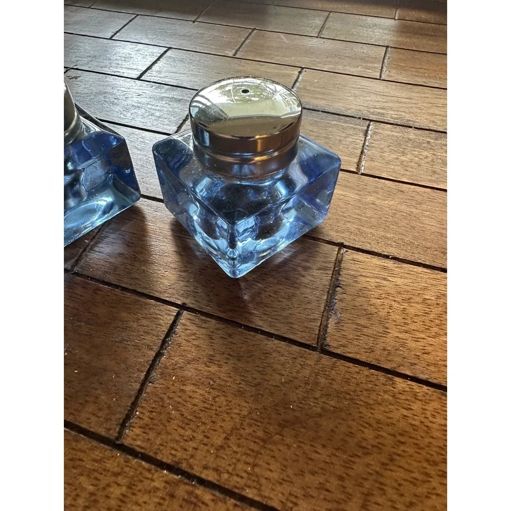 Vintage Pottery‎ Barn Monterey Salt Pepper Shakers Glass Stainless Steel